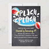 Invitation Jeu d'Anniversaire de la piscine de ChalkBoard (Devant)