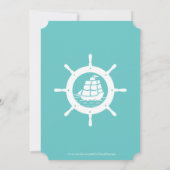 Invitation Jeu d'anniversaire de la roue nautique turquoise-v (Dos)