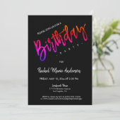 Invitation Jeu d'Anniversaire Personnalisé Noir Neon (Debout devant)