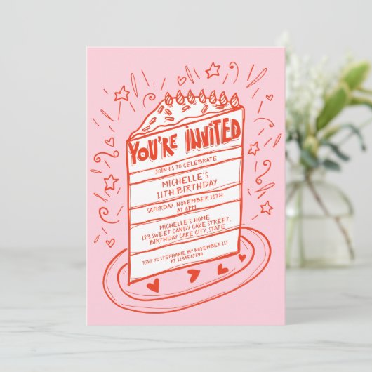 Invitation Jeu d'Anniversaire Tirky Whimsical Fun Main Drathd (Debout devant)
