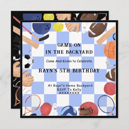 Invitation Jeu dans la cour arrière photo personnalisée pour (Devant / Derrière)