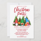 Invitation Jeu d'aquarelle de pinceau rouge Gnomes Noël (Devant)