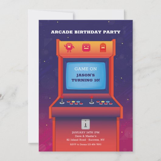 Invitation Jeu d'arcade (Devant)