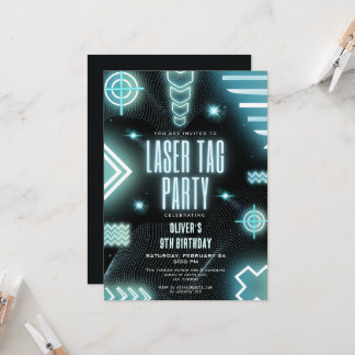 Invitation Jeu d'arcade de néon, laser tag anniversaire