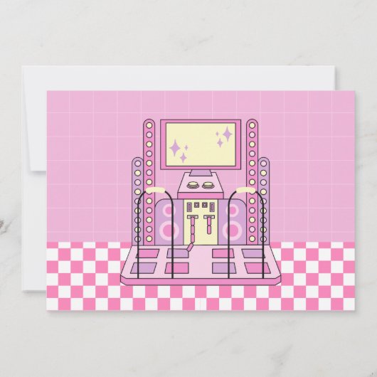 Invitation Jeu d'arcade rose (Dos)