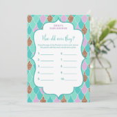 Invitation Jeu d'Baby shower Aqua Purple Mermaid (Debout devant)