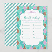 Invitation Jeu d'Baby shower Aqua Purple Mermaid (Devant / Derrière)