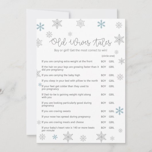 Invitation Jeu d'Baby shower hivernal avec réponse en 5 x 7 (Devant)