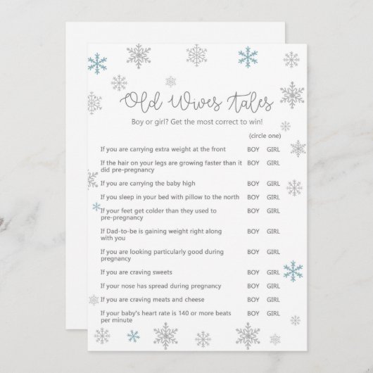 Invitation Jeu d'Baby shower hivernal avec réponse en 5 x 7 (Devant / Derrière)