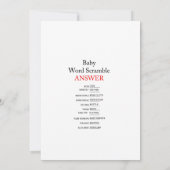 Invitation Jeu d'Baby shower hivernal avec réponse en 5 x 7 (Dos)