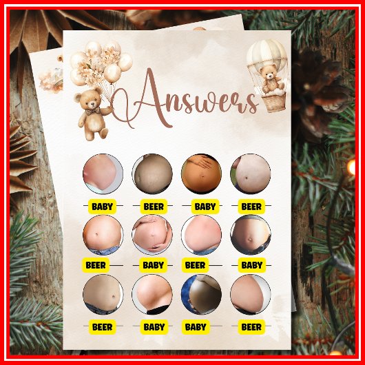 INVITATION JEU DE BABA AU BABY-SHOWER BÉBÉ OU BOURRELET DE BI