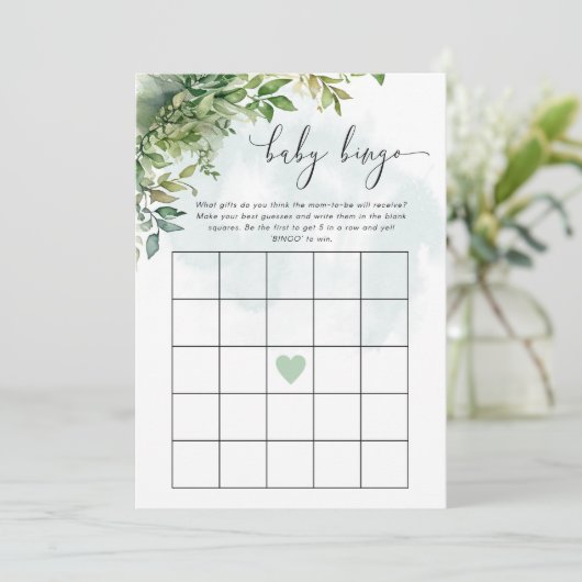 Invitation Jeu de baby shower à thème "Baby Bingo" (Debout devant)