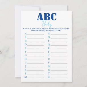 Invitation Jeu de Baby shower ABC Alphabet - Bleu