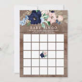 Invitation Jeu de Baby shower BINGO Floral Navy & Blush (Devant)