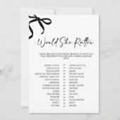 Invitation Jeu de Baby Shower « Black Bow Would She Rather » (Devant)