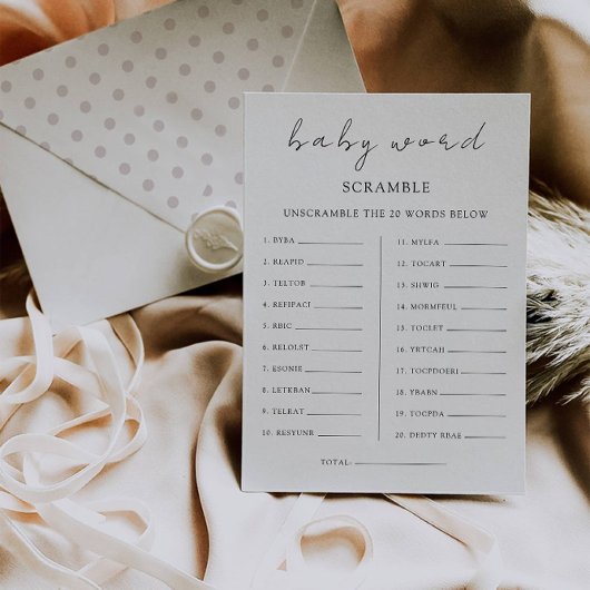 Invitation Jeu de baby shower - Brouillage de mots