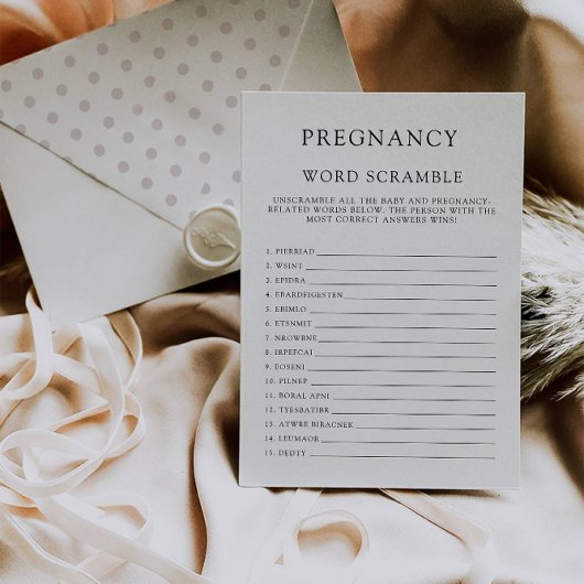 Invitation Jeu de baby shower - Brouillon de mots Grossesse