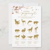 Invitation Jeu de Baby Shower Chute de Grossesse Animale (Devant)