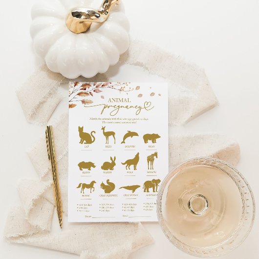 Invitation Jeu de Baby Shower Chute de Grossesse Animale