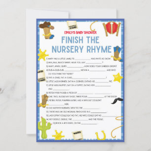 Invitation Jeu de Baby shower Cowboy - Nom modifiable, taille