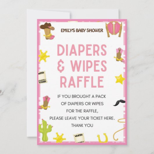 Invitation Jeu de Baby shower Cowgirl - Nom modifiable, taill (Devant)