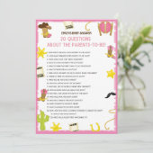 Invitation Jeu de Baby shower Cowgirl - Nom modifiable, taill (Debout devant)