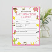 Invitation Jeu de Baby shower Cowgirl - Nom modifiable, taill (Debout devant)