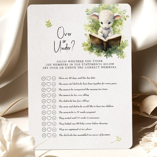Invitation Jeu de Baby shower d'agneau Plus ou moins?