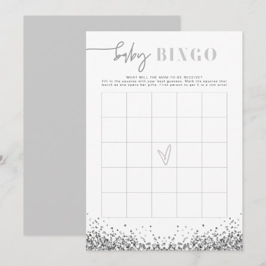 Invitation Jeu de Baby shower de Bingo des séries d'argent RE (Devant / Derrière)