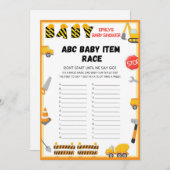 Invitation Jeu de Baby shower de construction - Nom modifiabl (Devant / Derrière)