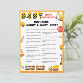 Invitation Jeu de Baby shower de construction - Nom modifiabl (Debout devant)