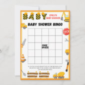 Invitation Jeu de Baby shower de construction - Nom modifiabl (Devant)