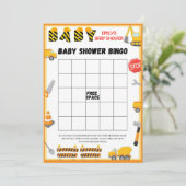 Invitation Jeu de Baby shower de construction - Nom modifiabl (Debout devant)