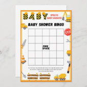 Invitation Jeu de Baby shower de construction - Nom modifiabl (Devant / Derrière)