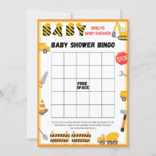 Invitation Jeu de Baby shower de construction - Nom modifiabl