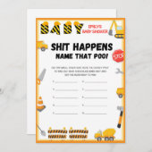 Invitation Jeu de Baby shower de construction - Nom modifiabl (Devant / Derrière)