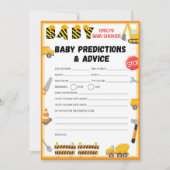 Invitation Jeu de Baby shower de construction - Nom modifiabl (Devant)