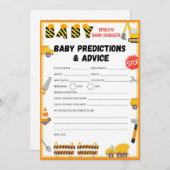 Invitation Jeu de Baby shower de construction - Nom modifiabl (Devant / Derrière)