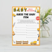 Invitation Jeu de Baby shower de construction - Nom modifiabl (Debout devant)