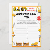 Invitation Jeu de Baby shower de construction - Nom modifiabl (Devant / Derrière)