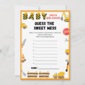 Invitation Jeu de Baby shower de construction - Nom modifiabl (Devant)