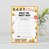 Invitation Jeu de Baby shower de construction - Nom modifiabl (Debout devant)