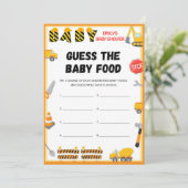 Invitation Jeu de Baby shower de construction - Nom modifiabl (Debout devant)