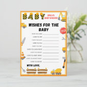 Invitation Jeu de Baby shower de construction - Nom modifiabl (Debout devant)