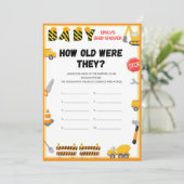 Invitation Jeu de Baby shower de construction - Nom modifiabl (Debout devant)