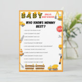 Invitation Jeu de Baby shower de construction - Nom modifiabl (Debout devant)