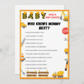 Invitation Jeu de Baby shower de construction - Nom modifiabl (Devant / Derrière)