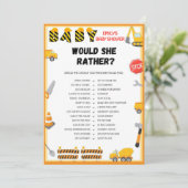 Invitation Jeu de Baby shower de construction - Nom modifiabl (Debout devant)