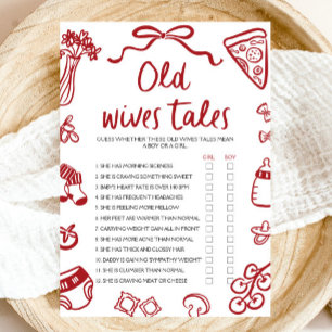 Invitation Jeu de Baby shower de la main rouge tiré Old Wives