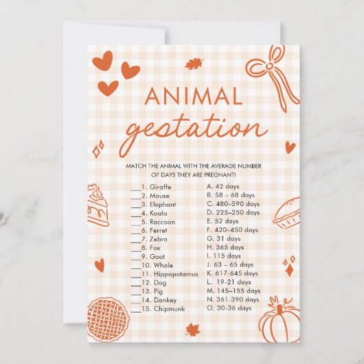 Invitation Jeu de Baby shower de la manifestation animale tir (Devant)